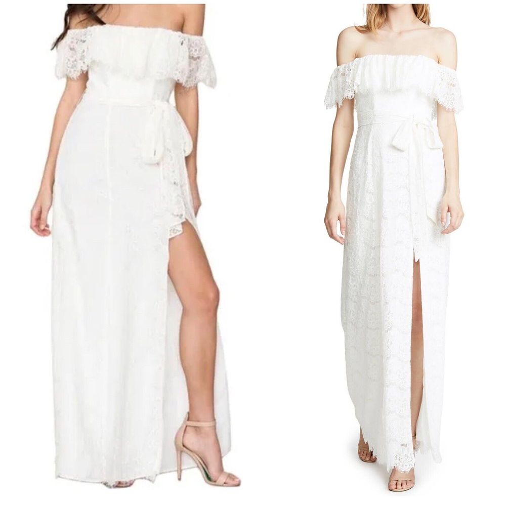 NWT YUMI KIM Maribella Maxi White Dress Size Medium‎ Off Shoulder Lace Prairie